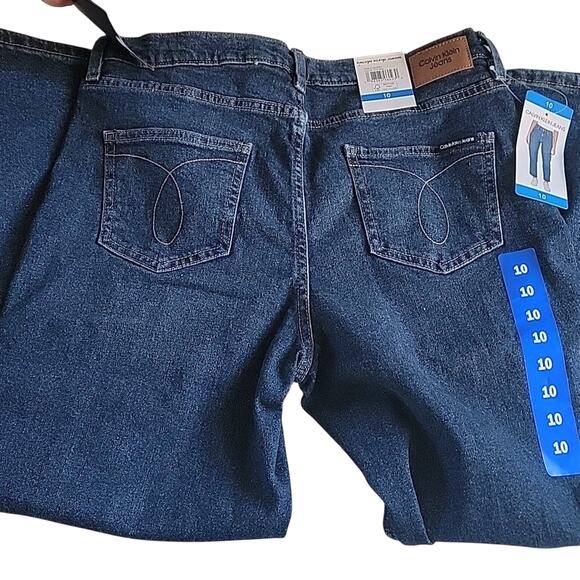 Women's Calvin Klein Straight Leg 5 Pocket Dark Indigo Jeans Size 10 NWT - Picture 2 of 6